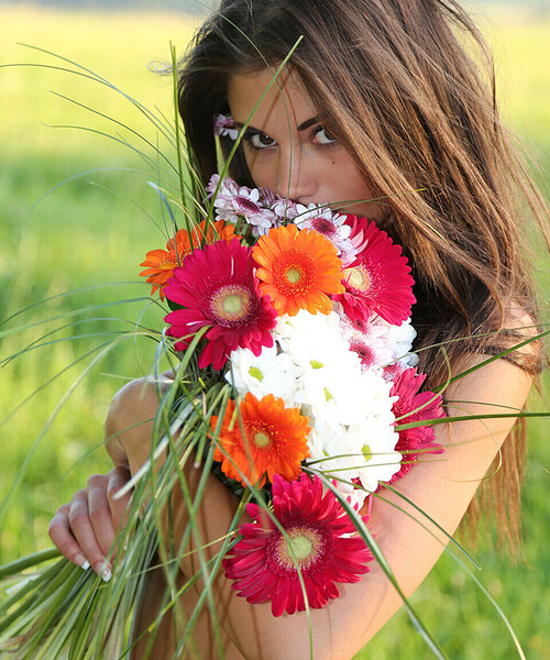 Little Caprice Nude In A Flower-Filled Meadow Scene 14
